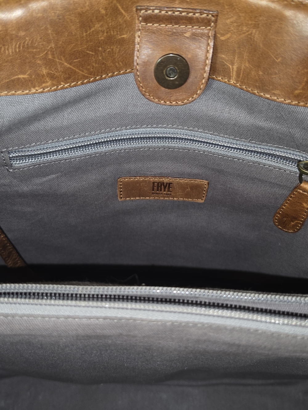 FRYE MELISSA Brown/Cognac Leather Tote Bag - Picture 10 of 13